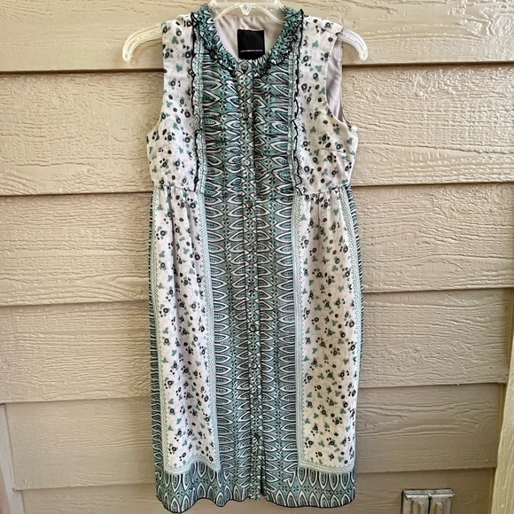 Anna Sui For Anthropologie Elfine‎ Stitch Floral Silk Shift Sheath Dress Sz 0 - Picture 11 of 15